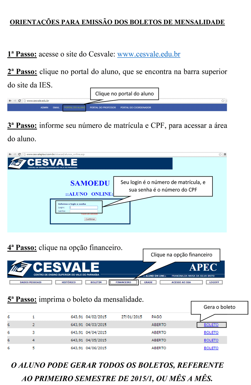 Instruções Emissão de Boletos